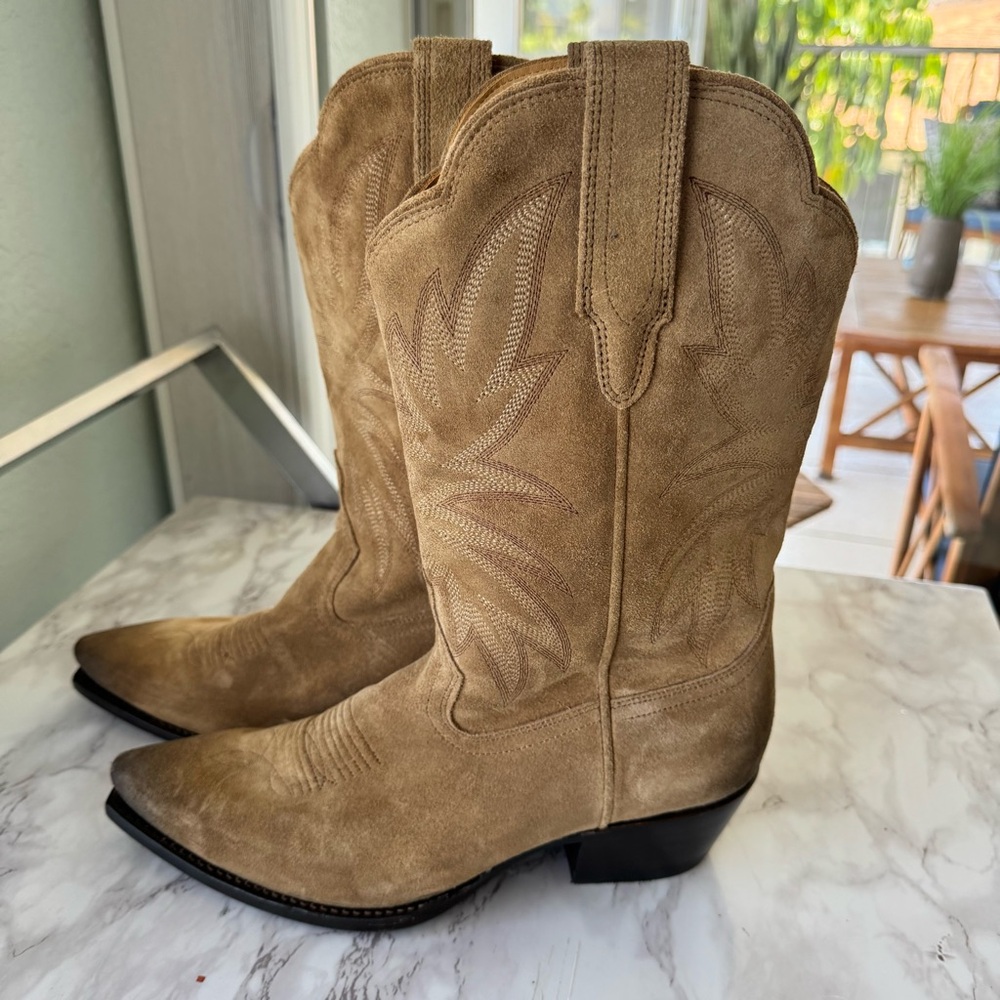 Tecovas The Sadie Toasted Almond Suede Cowboy Boots Tan Women’s 10 NWOT - Picture 11 of 14